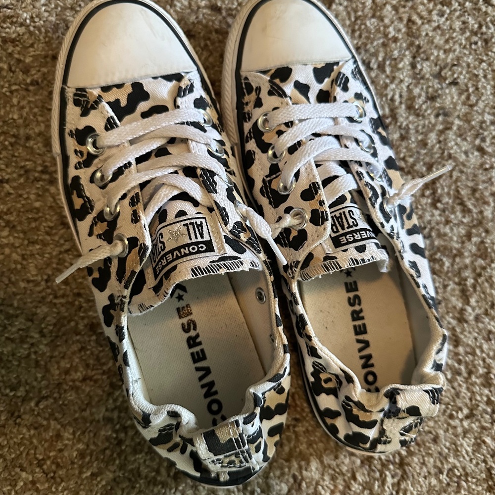 Converse size 8 slip on cheetah print